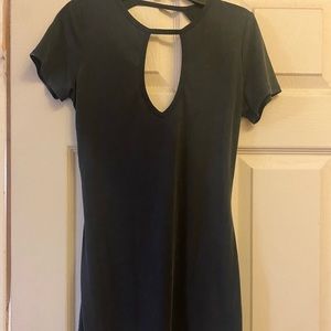Keyhole navy dress with open back